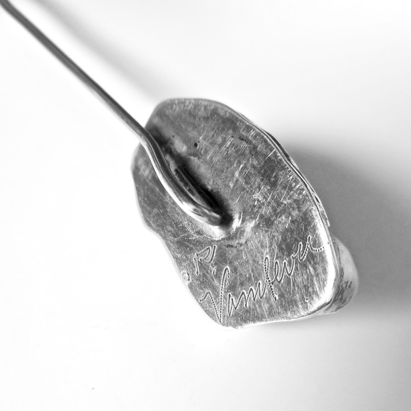 VTG Navajo Roy Vandever Signed Turquoise Coral Stick Pin Sterling Silver Brooch - Picture 5 of 7